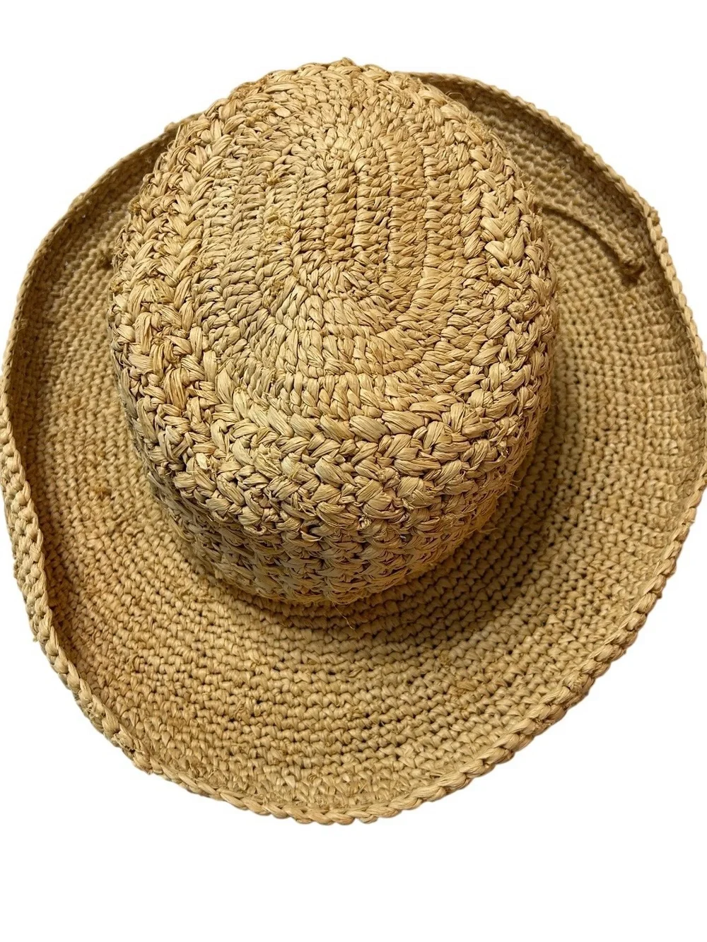 Scala women's crocheted raffia natural woven straw hat OS